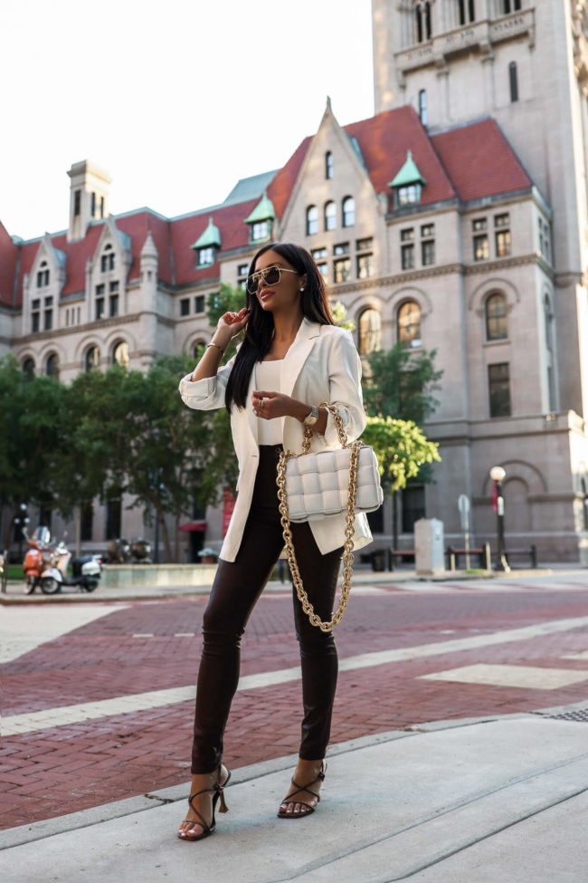 fashion blogger mia mia mine wearing coated brown denim from nordstrom