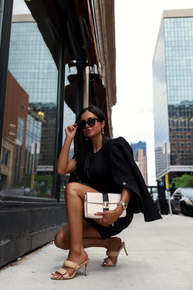 fashion blogger mia mia mine wearing nude sandals from whbm