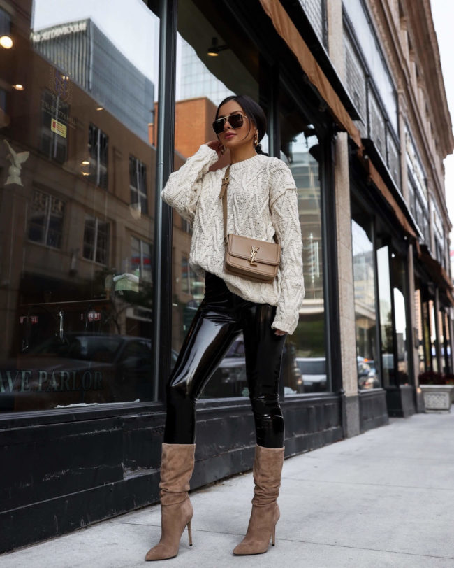 fashion blogger wearing slouchy boots from nordstrom