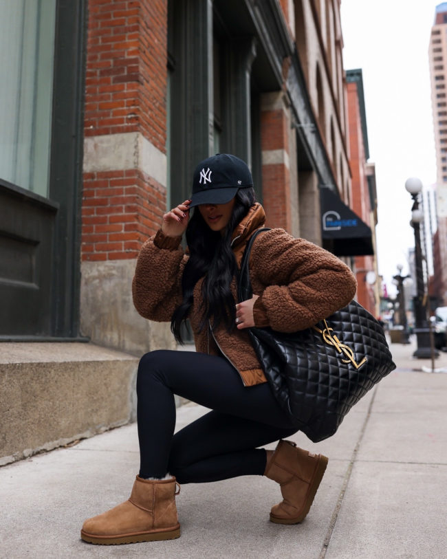 fashion blogger wearing ugg boots for winter