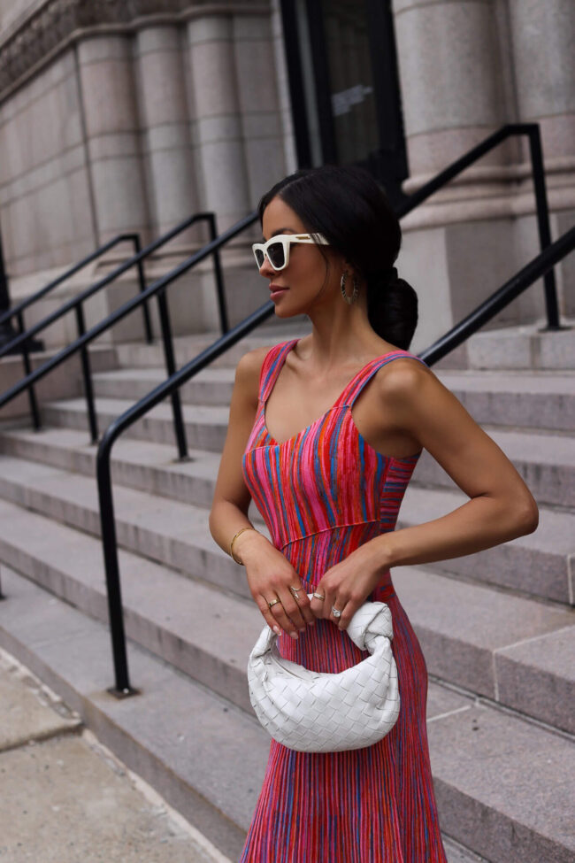 fashion blogger mia mia mine wearing a striped dress by scoop at walmart