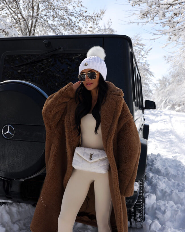 fashion blogger wearing a max mara teddy bear coat
