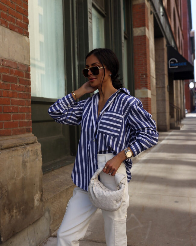 fashion blogger wearing a casual spring outfit from walmart