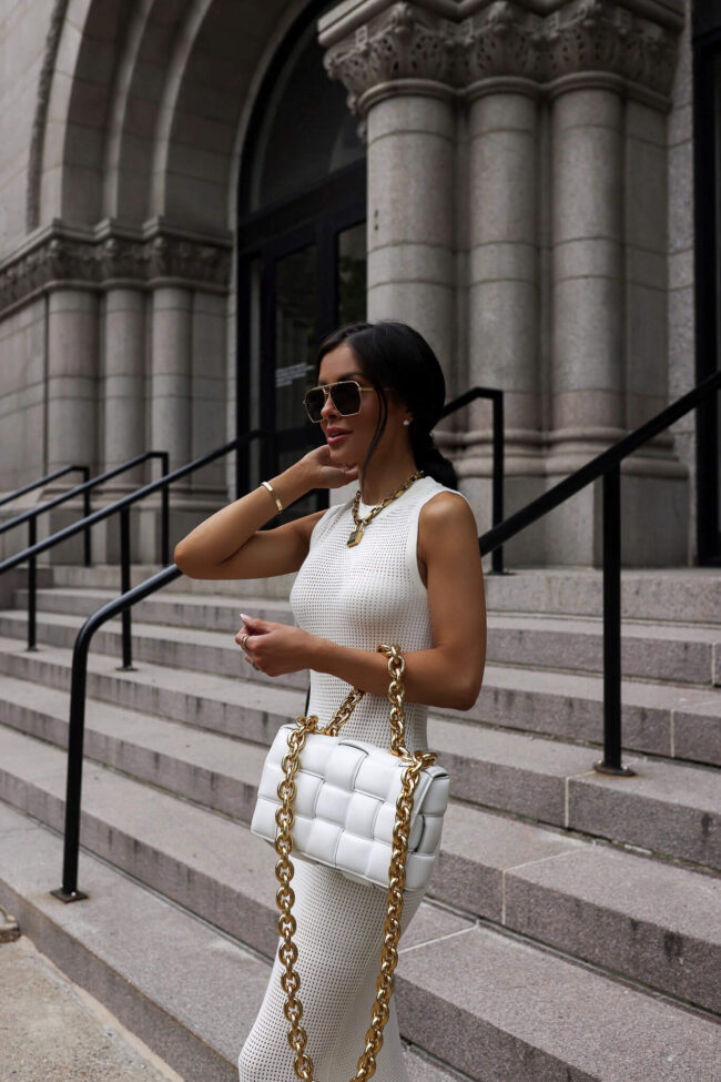 fashion blogger mia mia mine wearing a white mesh dress from nordstrom