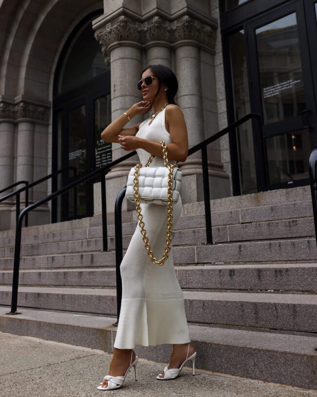 fashion blogger mia mia mine wearing an affordable ivory dress from nordstrom