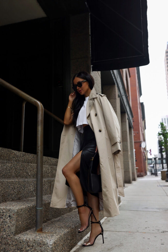 fashion blogger mia mia mine wearing a mango trench coat