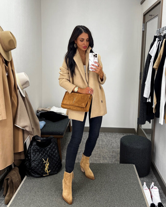 fashion blogger mia mia mine wearing a casual fall outfit from the nordstrom anniversary sale