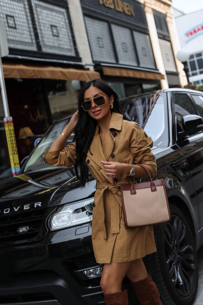 fashion blogger mia mia mine wearing a trench coat for fall from walmart