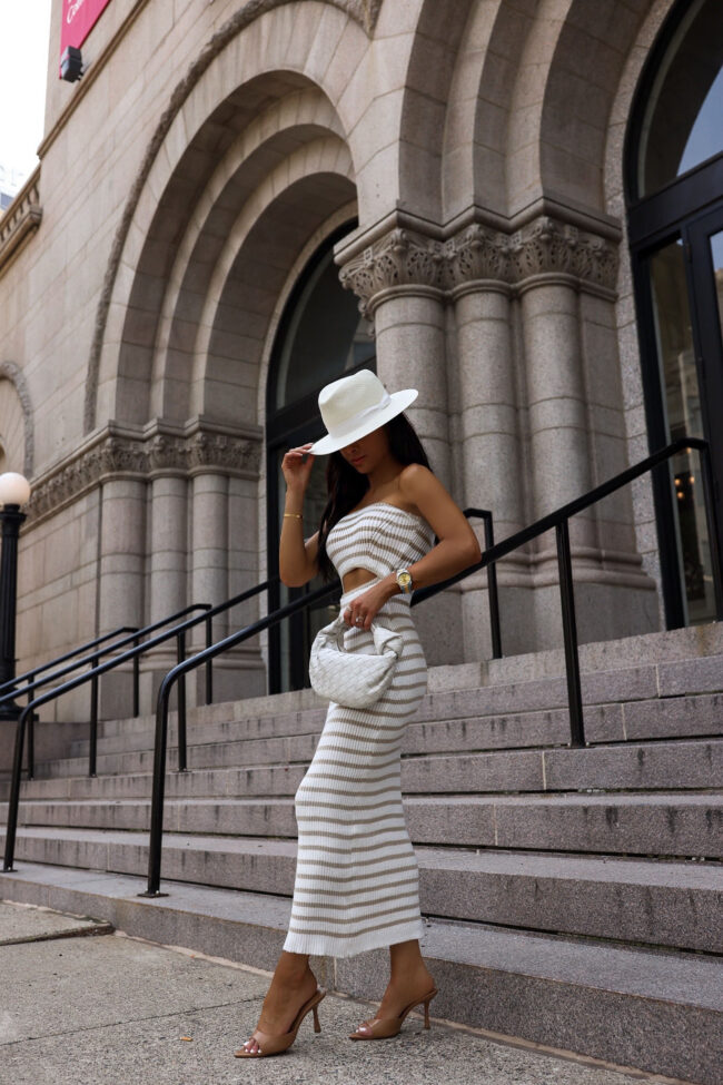 fashion blogger wearing an amazon tube dress