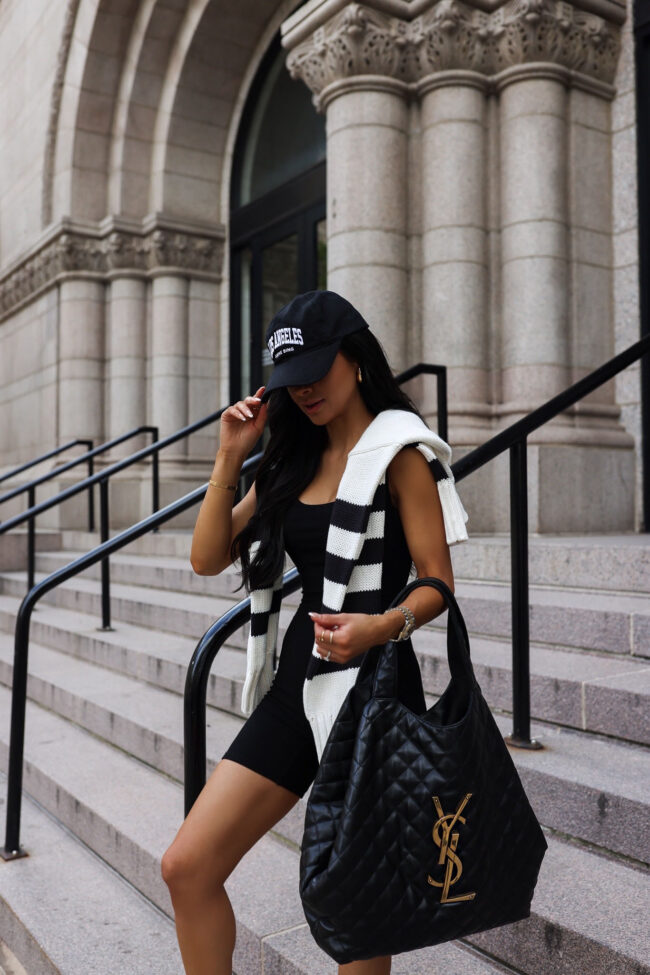 fashion blogger wearing a saint laurent oversized tote