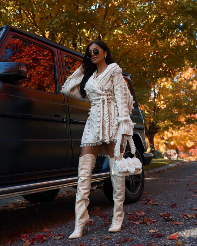 fashion blogger mia mia mine wearing croc boots from saks