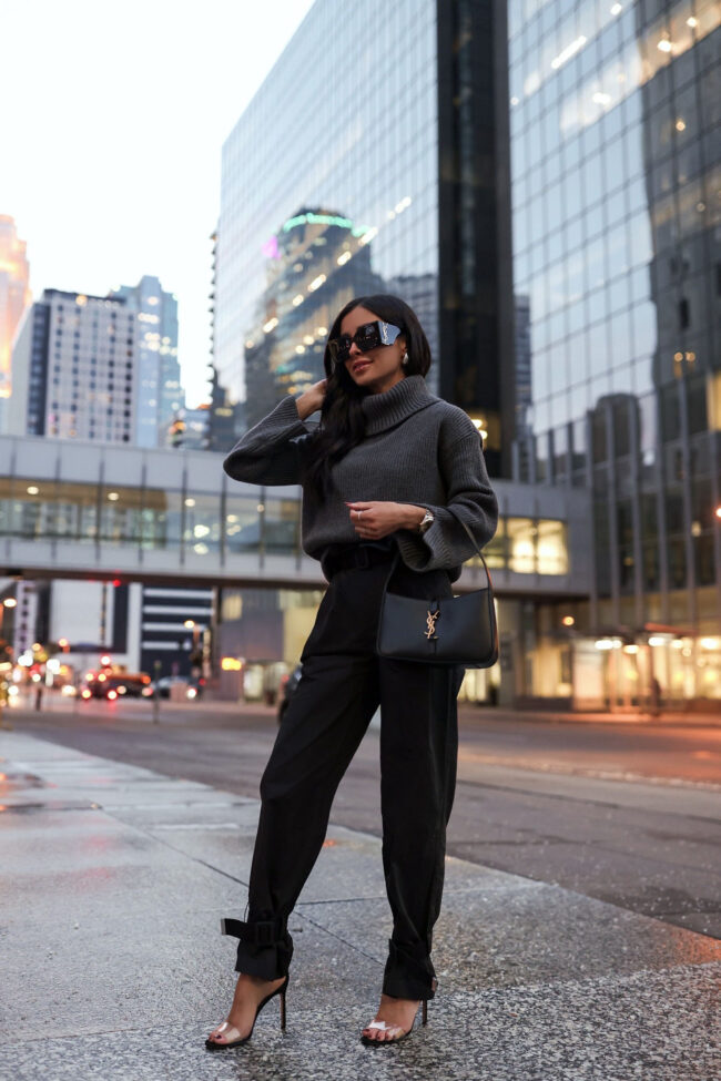 mia mia mine wearing a chic winter workwear outfit from revolve