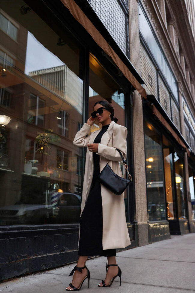 fashion blogger mia mia mine wearing a trench coat from walmart