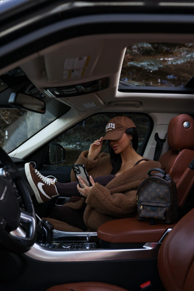 fashion blogger mia mia mine wearing a max mara teddy bear coat from nordstrom