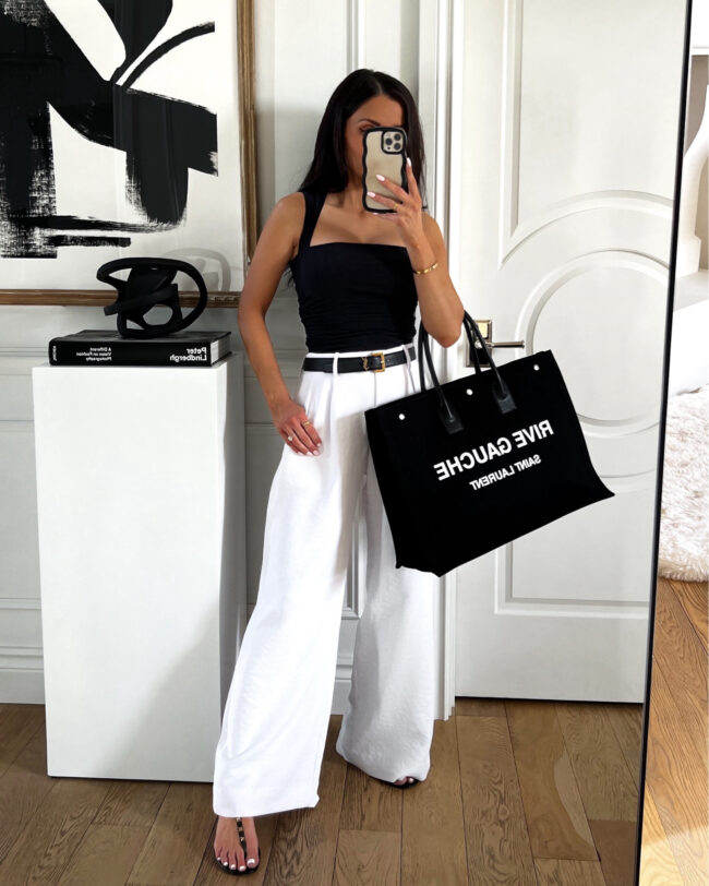 fashion blogger mia mia mine wearing abercrombie white linen pants for spring