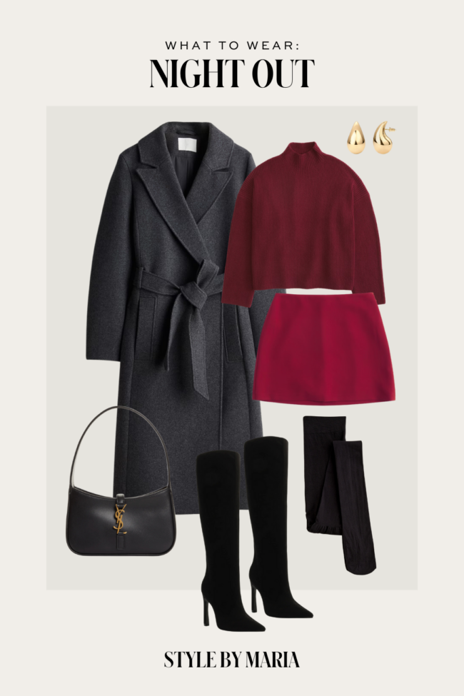 red and gray fall outfit