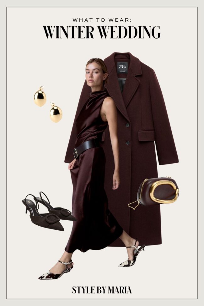 zara brown satin dress