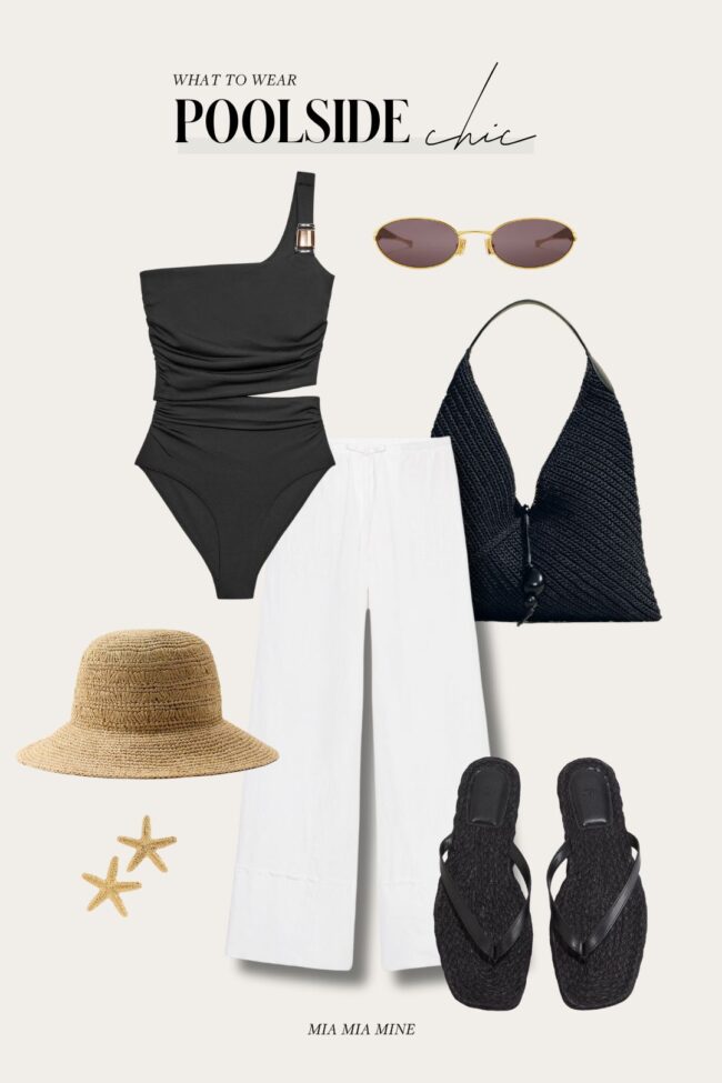 black and white swimsuit outfit