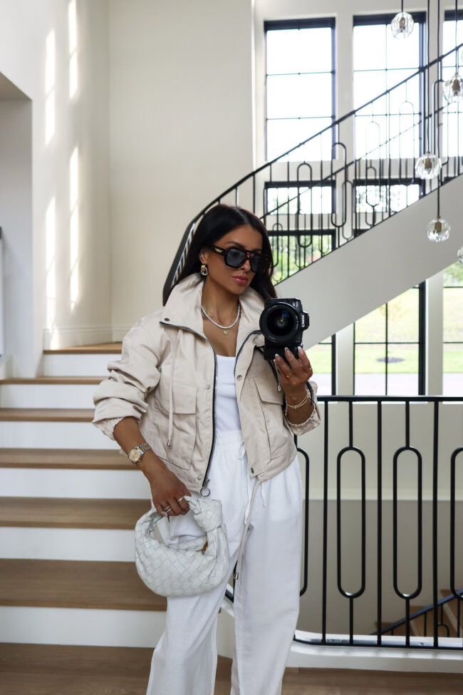 mia mia mine wearing a cropped cargo jacket from amazon