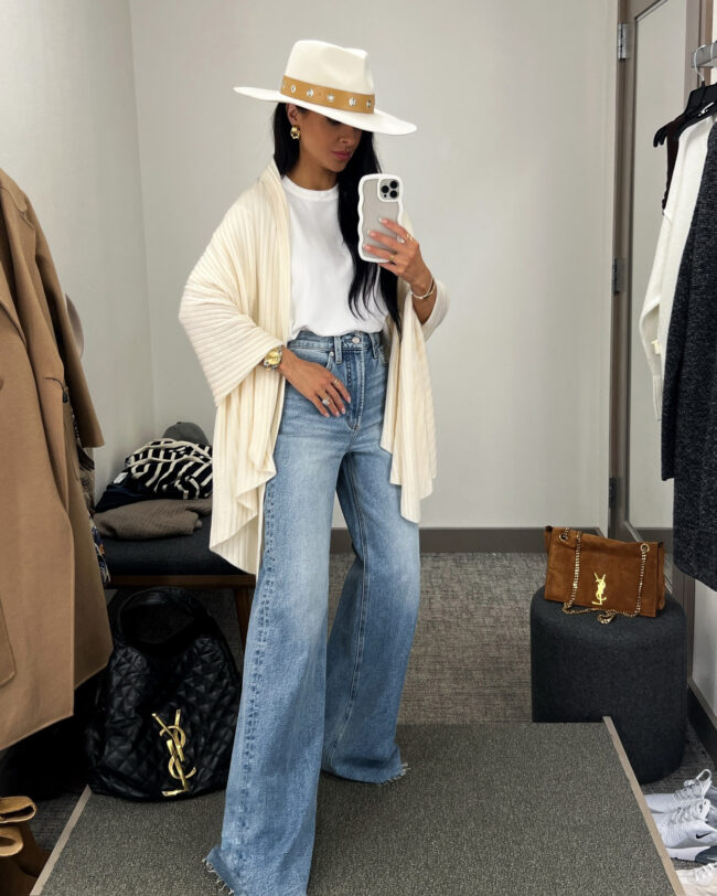 nordstrom fashion blogger wearing pistola lana wide leg jeans from the nsale