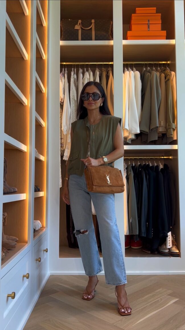 mia mia mine wearing cropped agolde jeans