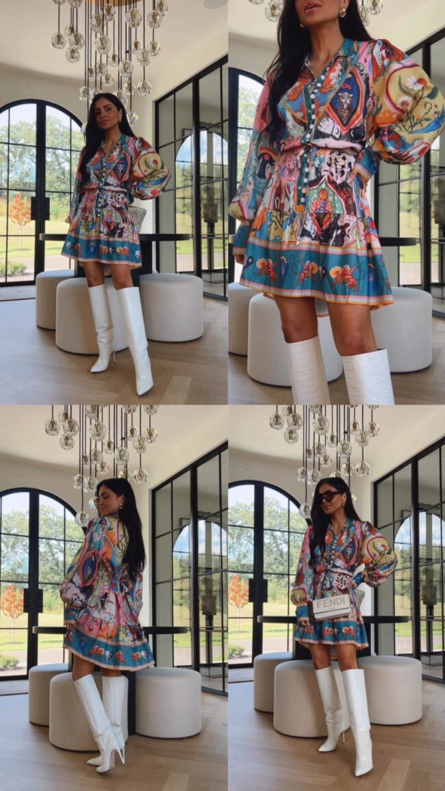 fashion blogger mia mia mine wearing a similar farm rio dress from amazon