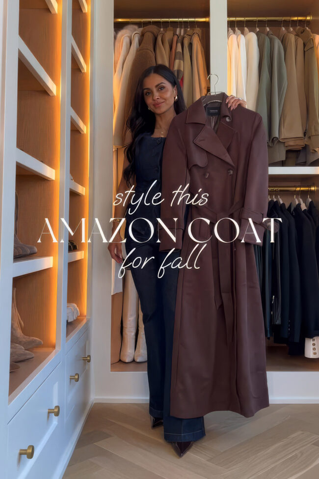 fashion blogger mia mia mine wearing a suede trench coat from amazon