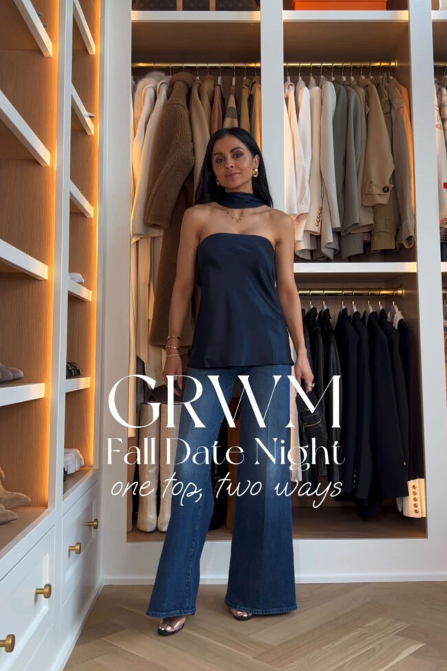 fashion blogger mia mia mine wearing a reformation satin top from saks