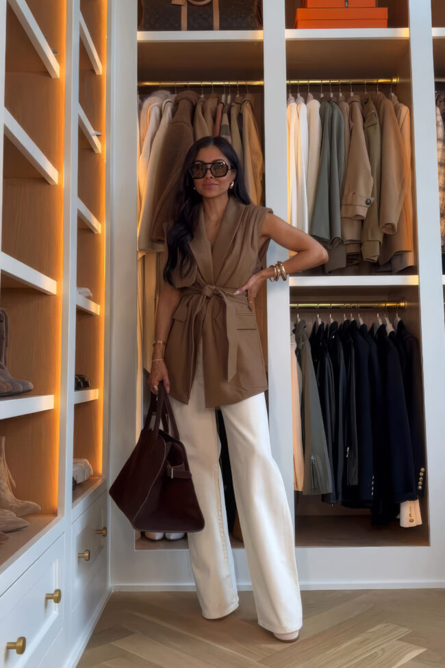 mia mia mine wearing transitional workwear pieces from nordstrom