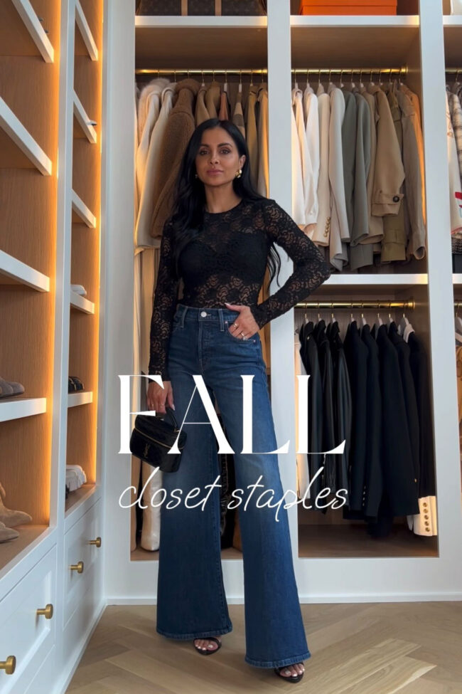 mia mia mine wearing a lace top and wide leg jeans from nordstrom