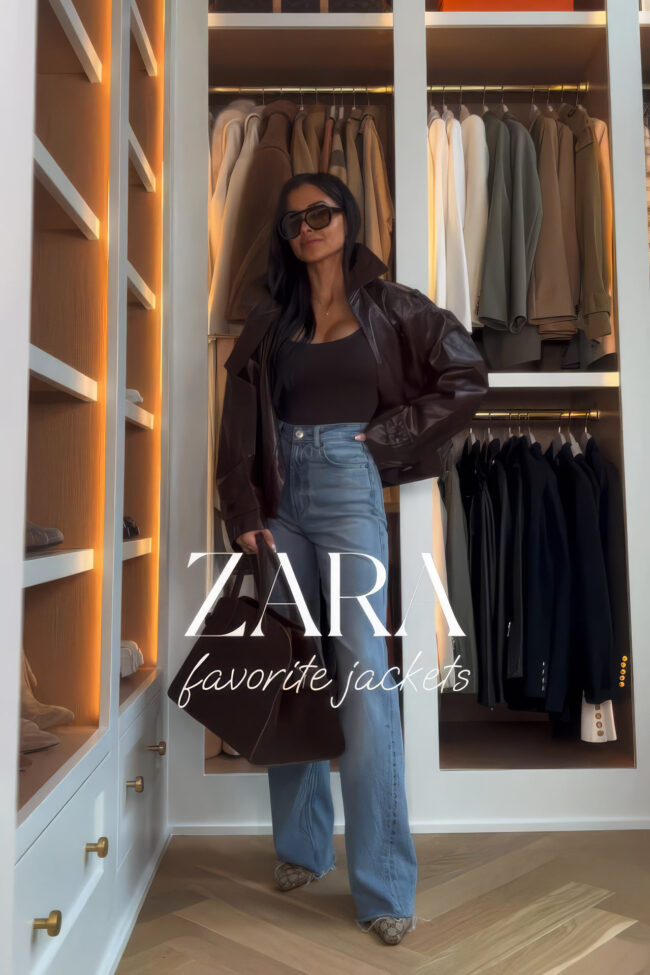 mia mia mine wearing a faux leather jacket from zara