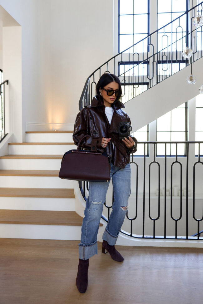 fashion blogger mia mia mine wearing brown suede booties from cole haan