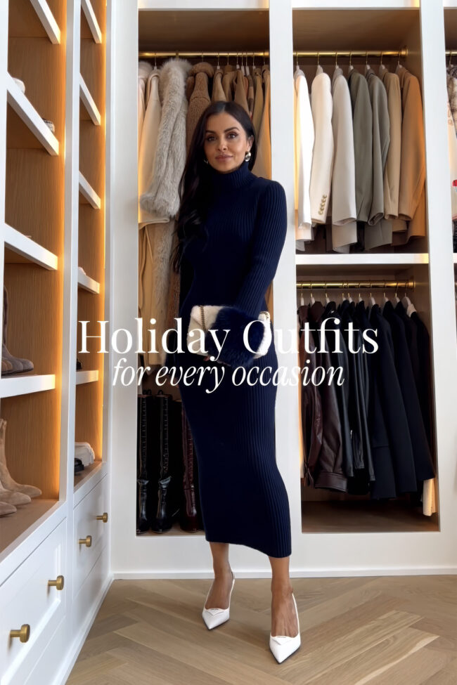 mia mia mine wearing a fur cuff sweater dress from saks