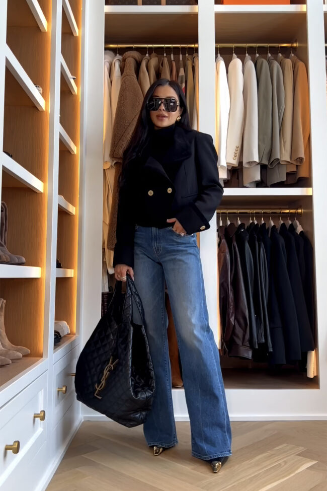 mia mia mine wearing a cropped blazer from zara