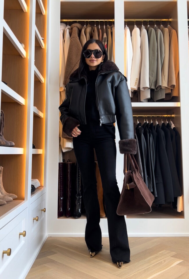 fashion blogger mia mia mine wearing veronica beard flared jeans