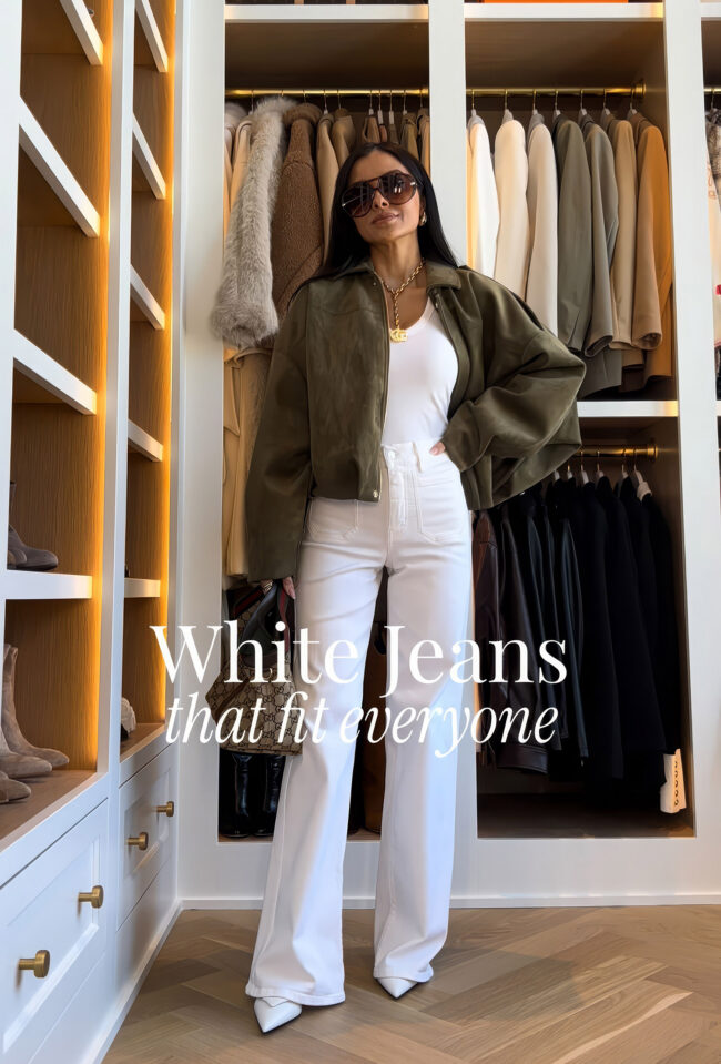 mia mia mine wearing white palazzo jeans by frame