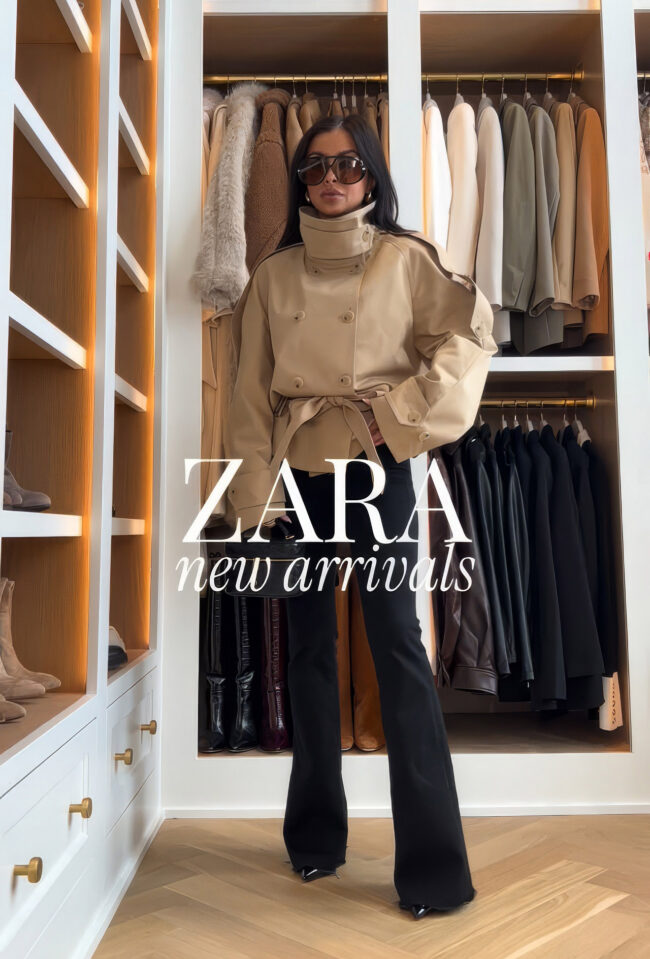 brunette fashion blogger wearing a zara cropped trench coat