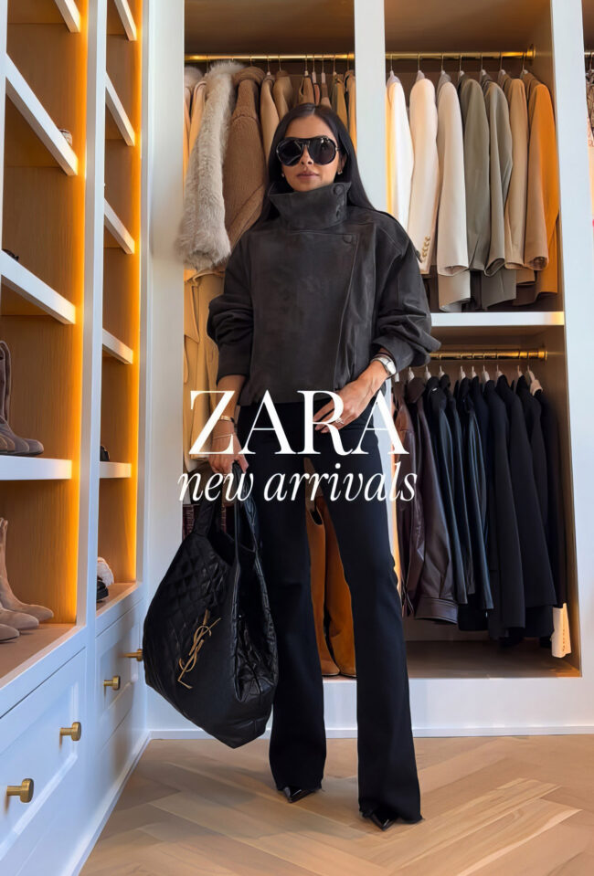 mia mia mine wearing the viral zara suede jacket