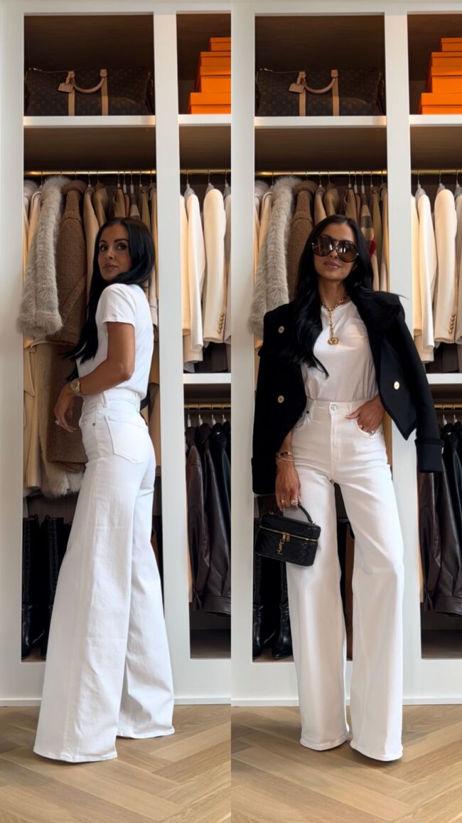 mia mia mine wearing citizens of humanity white lyra wide leg jeans