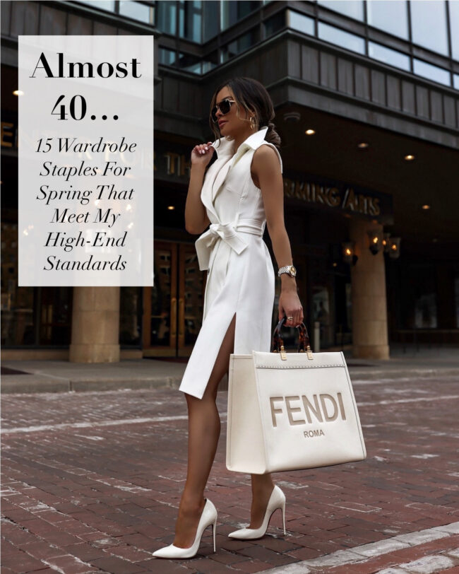 fashion blogger wearing a white dress for spring