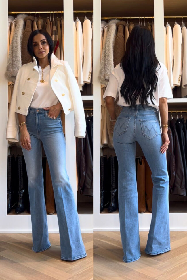 mia mia mine wearing mother doozy bootcut jeans