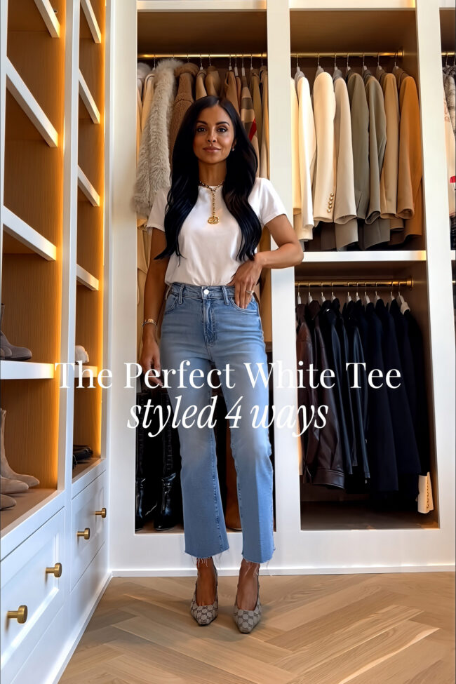 fashion blogger mia mia mine wearing a mother white tee four different ways