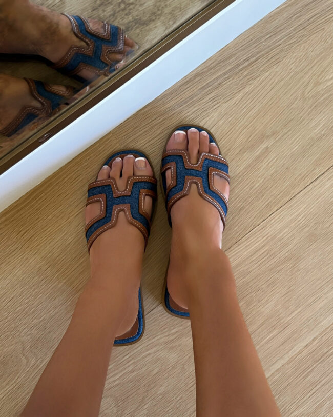 mia mia mine wearing amazon oran lookalike slides