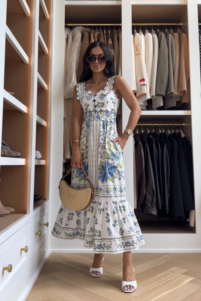 mia mia mine wearing an anthropologie x farm rio summer dress