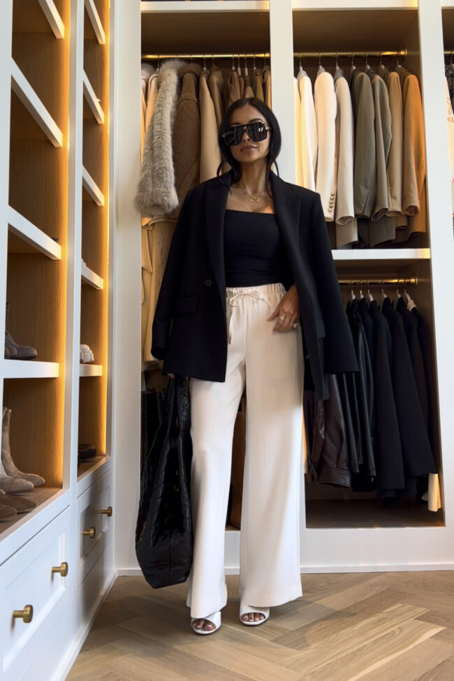 fashion blogger wearing aritzia the lodge pants