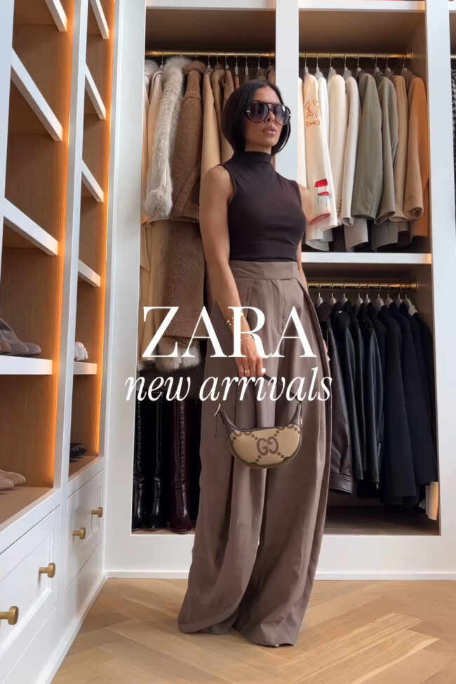 mia mia mine wearing zara pleated wide leg pants