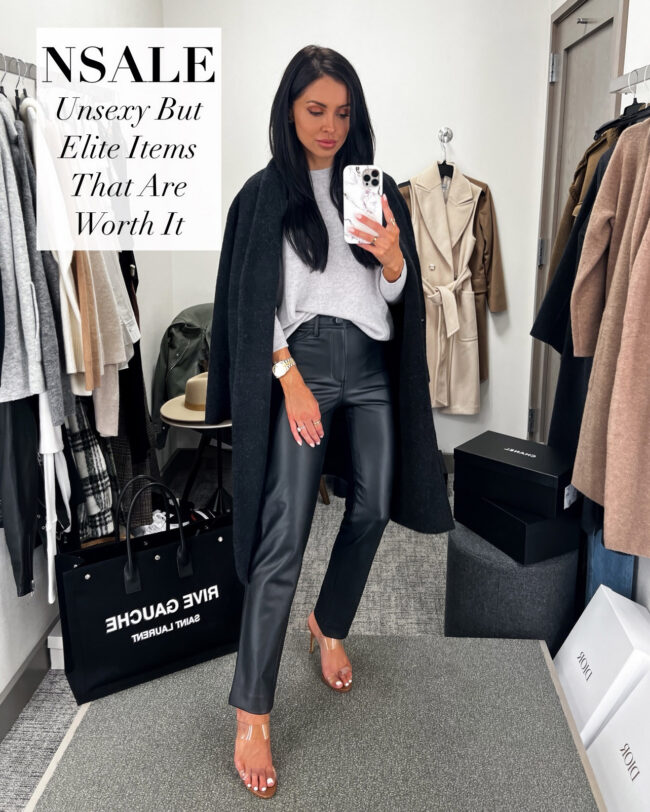 fashion blogger wearing a vince cardigan coat from the nsale