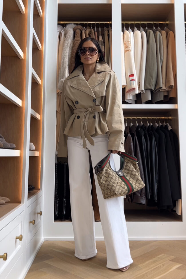 fashion blogger wearing a zara cropped trench
