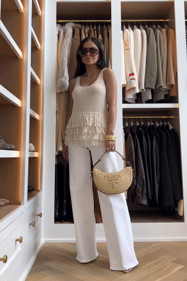 mia mia mine wearing a fringe hem top from zara