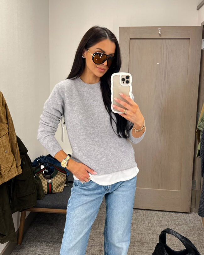 mia mia mine wearing a nordstrom cashmere sweater